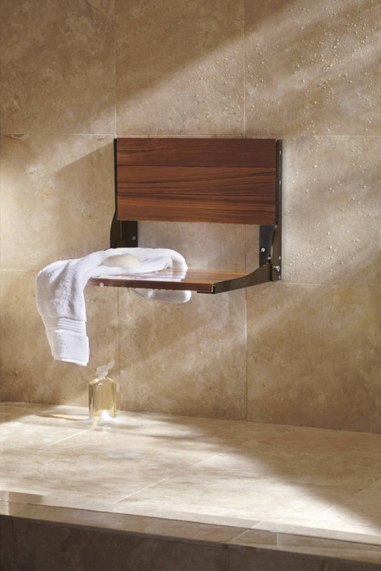 HomeCare by Moen Bath Safety Fold Down Teak Seat & Reviews Wayfair